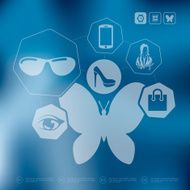 shopping infographic with unfocused background N39