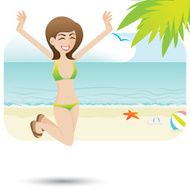 cartoon sexy girl on the beach