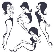 vector collection of pinup girls in different poses