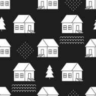 Seamless pattern with country houses