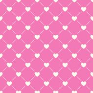 Heart shape vector seamless pattern Pink and white colors N4