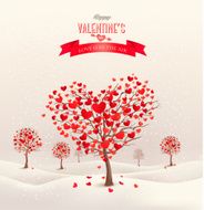 Valentine background with heart shaped trees