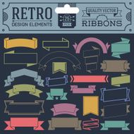 Retro design elements hipster style ribbons color set 1