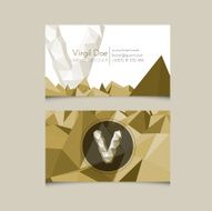 Low Poly Business Card Template with Alphabet Letter V