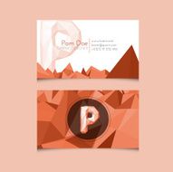 Low Poly Business Card Template with Alphabet Letter P