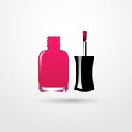 Pink Nail polish open bottle isolated