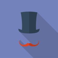 Hat and moustaches Flat style icon