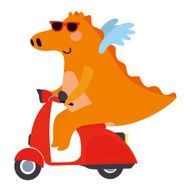 Dragon on a motor scooter