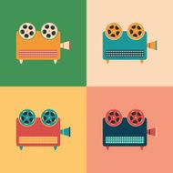 Colorful set of retro video projectors