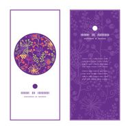 Vector colorful garden plants vertical round frame pattern invitation greeting N2