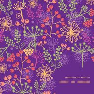 Vector colorful garden plants frame corner pattern background