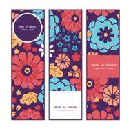 Vector colorful bouquet flowers vertical banners set pattern background