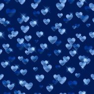 Glowing blue hearts sequins background