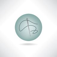 Needle and thread icon Sewing symbol button