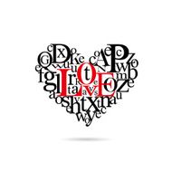 Typography heart silhouette vector illustration