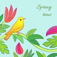 Bright yellow orange little tropical forest bird N2
