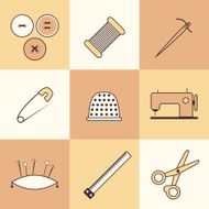 Set of thin needlework icons