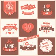 Collection of Valentine&#039;s day vintage labels typographic design elements N2