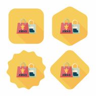 Christmas shopping bag flat icon with long shadow eps10 N17
