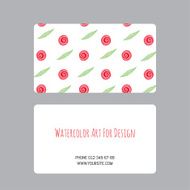 business cards design template with watercolor drawings of plants N4