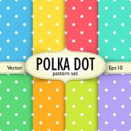 Set of multicolour polka dot seamless patterns