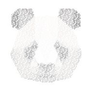 abstract portrait of a panda made words