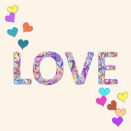 hand-drawing love word and hearts for valentines day or wedding