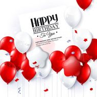 Vector birthday card with balloons and confetti N7