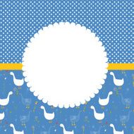 Baby card with frame and funny goose pattern N2