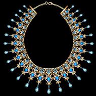 blue female necklace with precious stones
