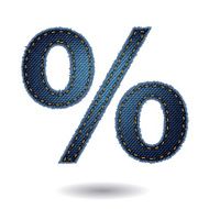 Jeans alphabet percent sign isolated on white background