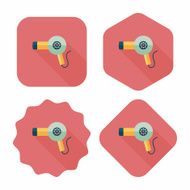 Hair dryer flat icon with long shadow N8