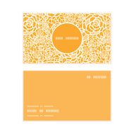 Vector golden lace roses vertical round frame pattern business cards N3