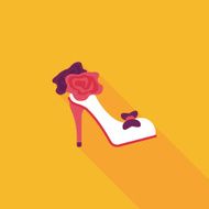Wedding high-heeled shoes flat icon with long shadow eps10 N23
