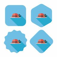Women hat flat icon with long shadow N56