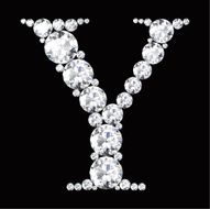 diamond letters with gemstones isolated on black N9