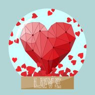 geometric heart in glass ball for valentines day or wedding