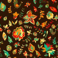 Seamless set multicolored retro flower pattern N2