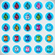 Set of 25 icons colored gemstones N3