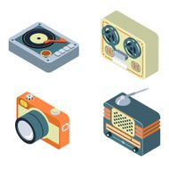 Retro media Radio reel tape recorder turntable