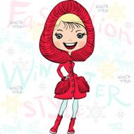 Vector beautiful fashion girl in winter N2