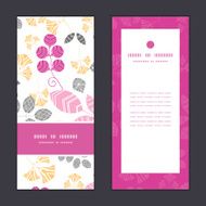 Vector abstract pink yellow and gray leaves vertical frame pattern