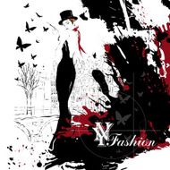 Fashion girl in sketch-style N176