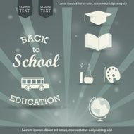 Back to school - vector retro design background N2