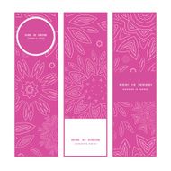 Vector pink abstract flowers texture vertical banners set pattern background