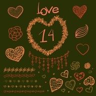 Vector large creative set of Valentines day N4