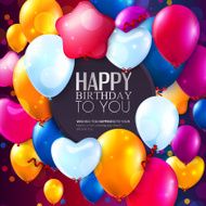 Vector birthday card with balloons and confetti N8