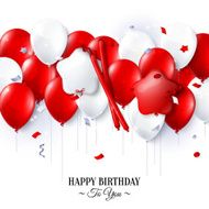 Vector birthday card with balloons and confetti N9