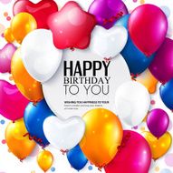 Vector birthday card with balloons and confetti N10