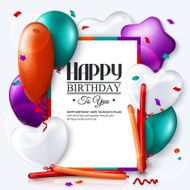 Vector birthday card with balloons and confetti N11